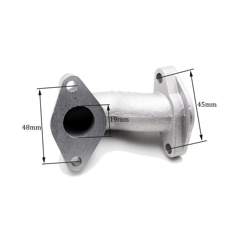 PRO BAT 19mm Carby Carburetor Intake Manifold Throat Pipe with Gasket Screw Kit for 50cc 90cc 110cc 125cc Horizontal Engine Pit Dirt Bike ATV Go Kart Quad Buggy (Silver) - Image 2